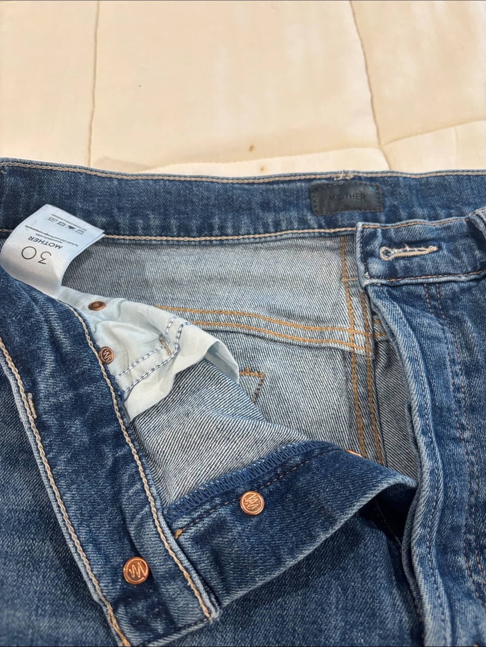 Mother Distressed Blue Denim Jeans - Picture 2 of 5